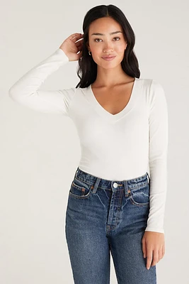 Izzy Rib V-Neck Top | Sandstone