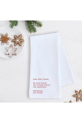 Dear Mrs. Claus Tea Towel | White/Red