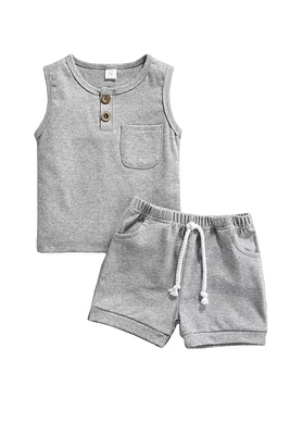 Two Piece Shortie Set | Heather Grey