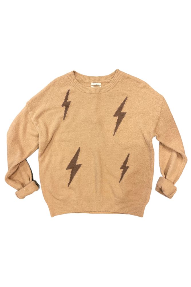 Thunderbolt Sweater | Beige Lightning