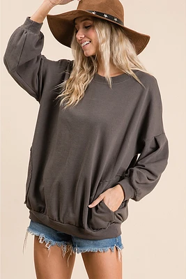 Boxy Pocket Sweatshirt | Charcoal