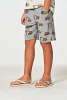 Boys Tractor Cozy Beach Shorts | Heather Grey