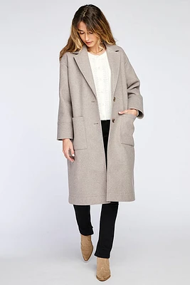 Annabel Brushed Knit Coat | Heather Walnut