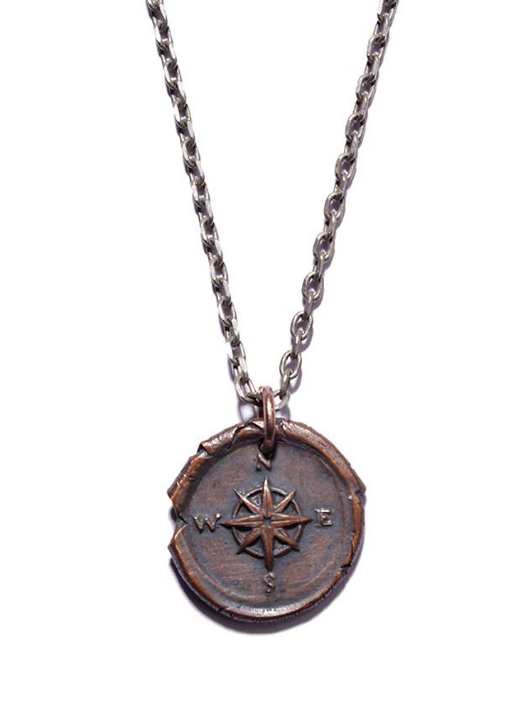 Copper Wax Seal Compass Necklace