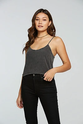 Cropped Low Back Cami | Black Cloud