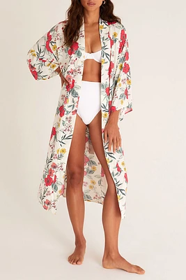 Bed To Beach Floral Kimono | White Sand