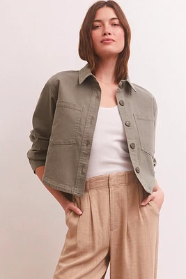 Cropped Twill Jacket | Evergreen