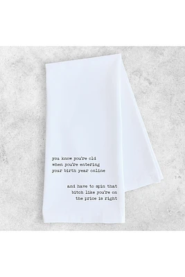 Entering Your Birth Year Tea Towel | White