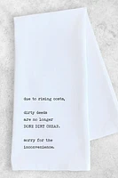 Dirty Deeds Done Dirt Cheap Tea Towel| White