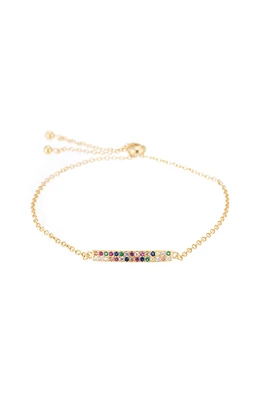 Melrose CZ Pave Double Bar Bolo Bracelet | Gold