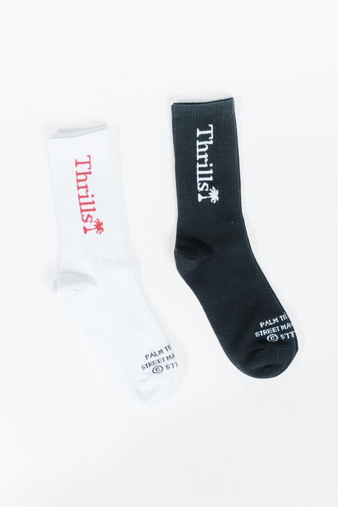 Palm of Thrills 2 Pack Sock | Black/White