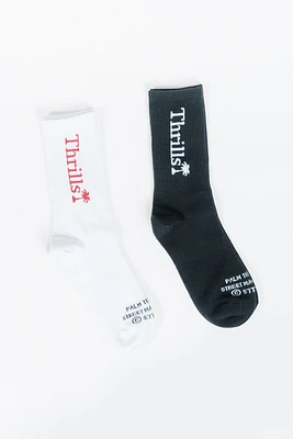 Palm of Thrills 2 Pack Sock | Black/White