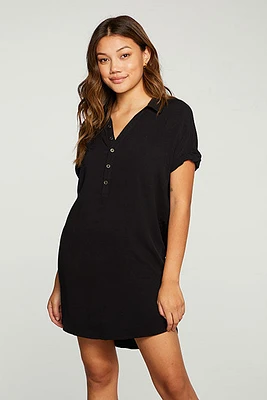 Heirloom Button Mini Dress | Black