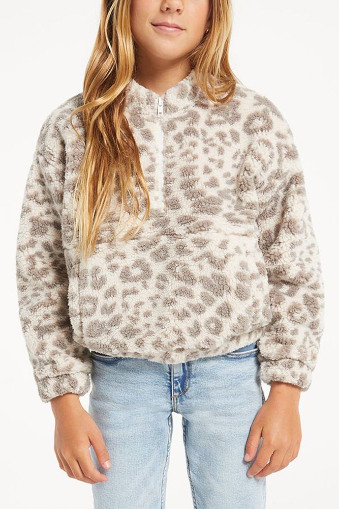 Girls Denver Leopard Jacket | Mink Grey