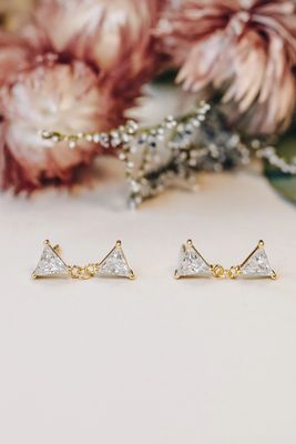 Dual Triangle Drop Earrings | Gold