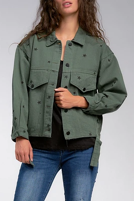 Oversized Star Jacket | Olive/Black O/S