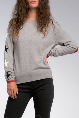 Star Crew Neck Sweater | Ash Grey / Black Stars