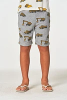 Boys Tractor Cozy Beach Shorts | Heather Grey