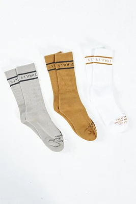 Minimal Thrills 3 Pack Sock | Brown/Gravel/White