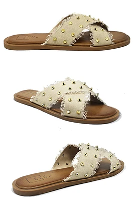 Berta Stud Slide | Taupe