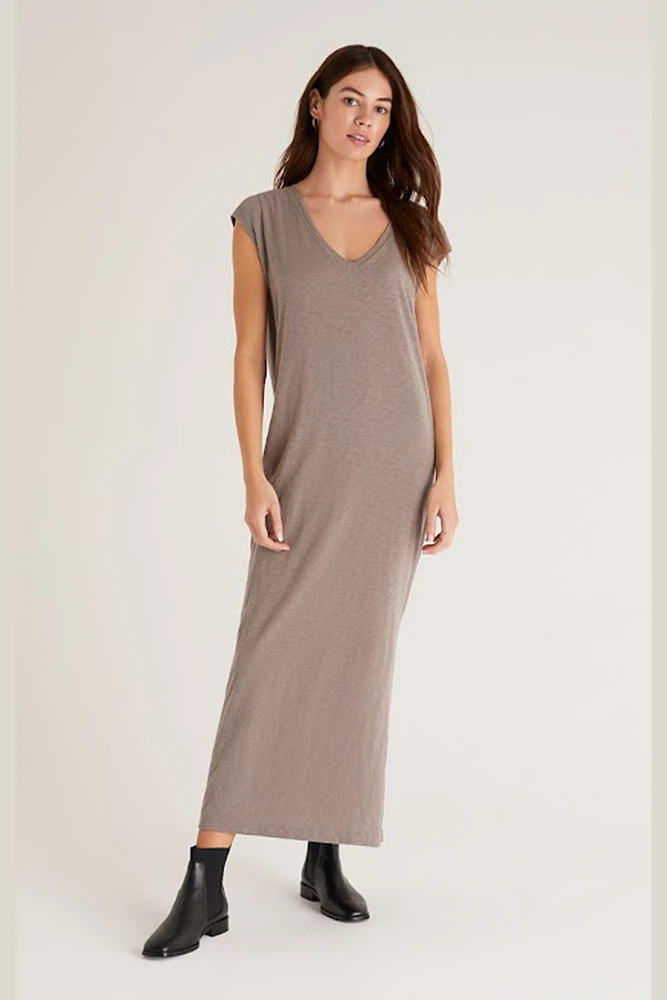 Laurel V-Neck Slub Midi Dress | Ash