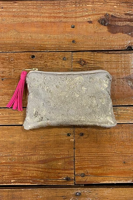 Cowhide Mini Clutch | Gold Metallic