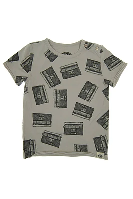 Allover Boom Box Kids Tee | Grey