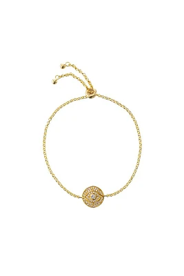 Melrose CZ Pave Evil Eye Bolo Bracelet | Gold