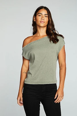 Rib Off Shoulder Top | Dill