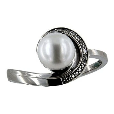 Ring Pearl 10 Kt Diam Roger Roy 225604-W