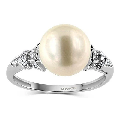 Ring Pearl 10 Kt Diam Roger Roy RF16678Z