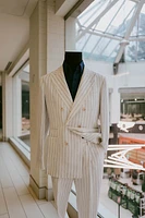 Linen Chalk Stripe Sports Jacket