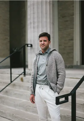 Cashmere & Silk Zip-up Chiné Cardigan