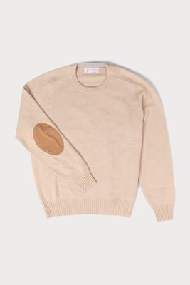 Cashmere Crewneck Sweater with Elbow Patches