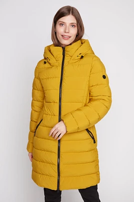 Horizontal pattern quilt down coat