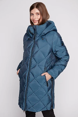 Diamond pattern down jacket