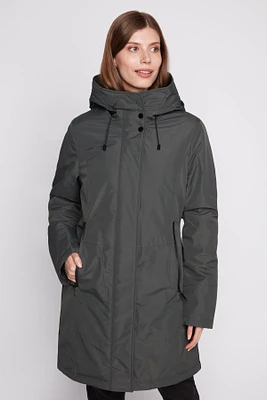 Polyfill jacket with removable hood