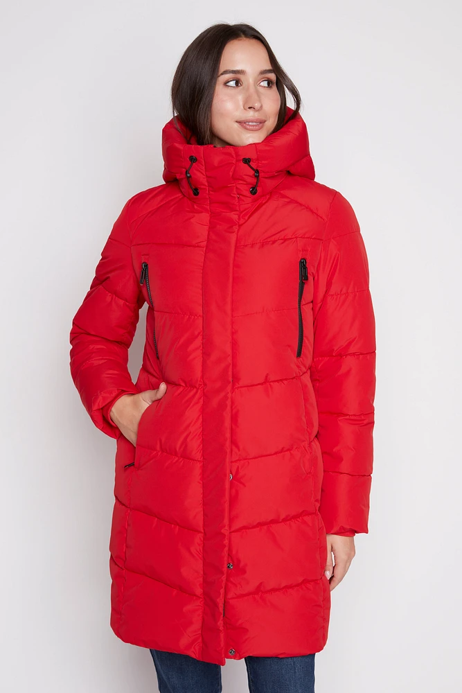 Quilted polyfill jacket with hood