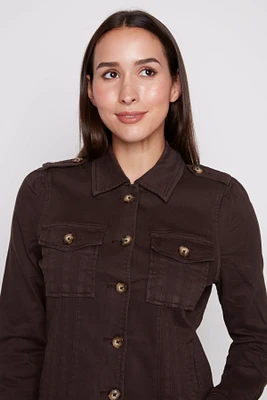 Crop stretch twill jacket