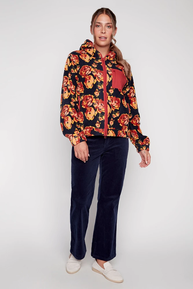 Floral polar fleece jacket