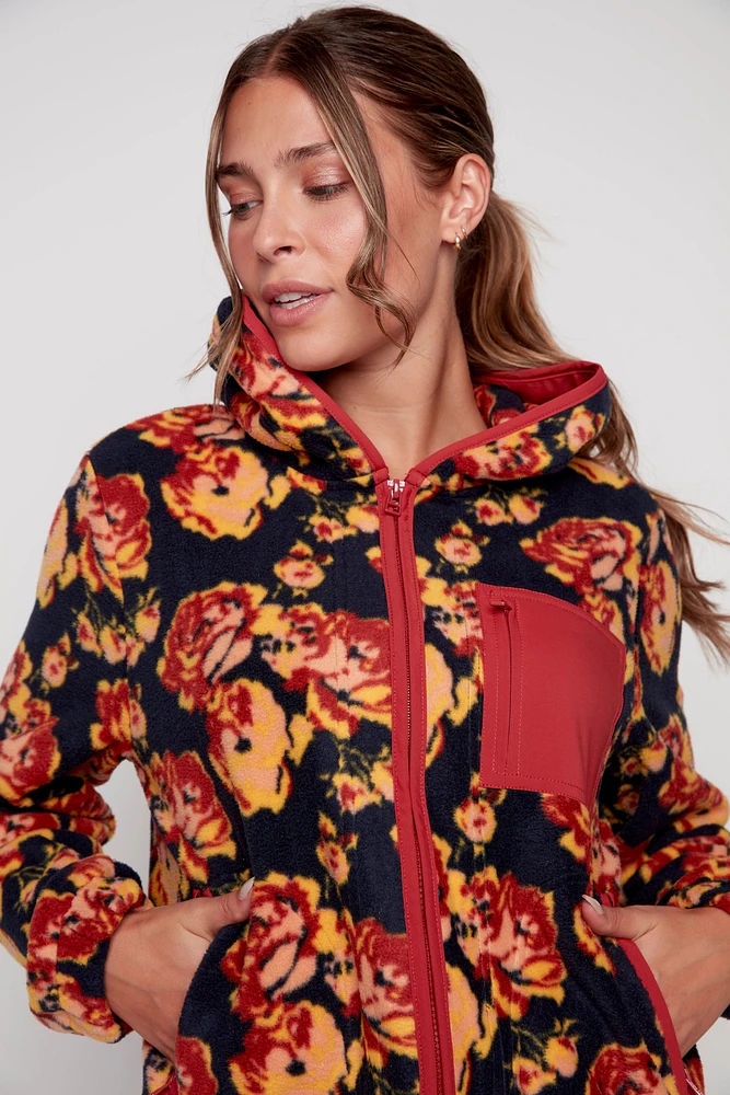 Floral polar fleece jacket