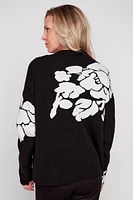 Floral jacquard funnel neck sweater