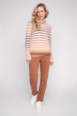 Wool blend space dye stripe sweater