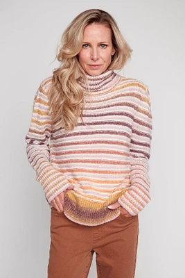 Wool blend space dye stripe sweater