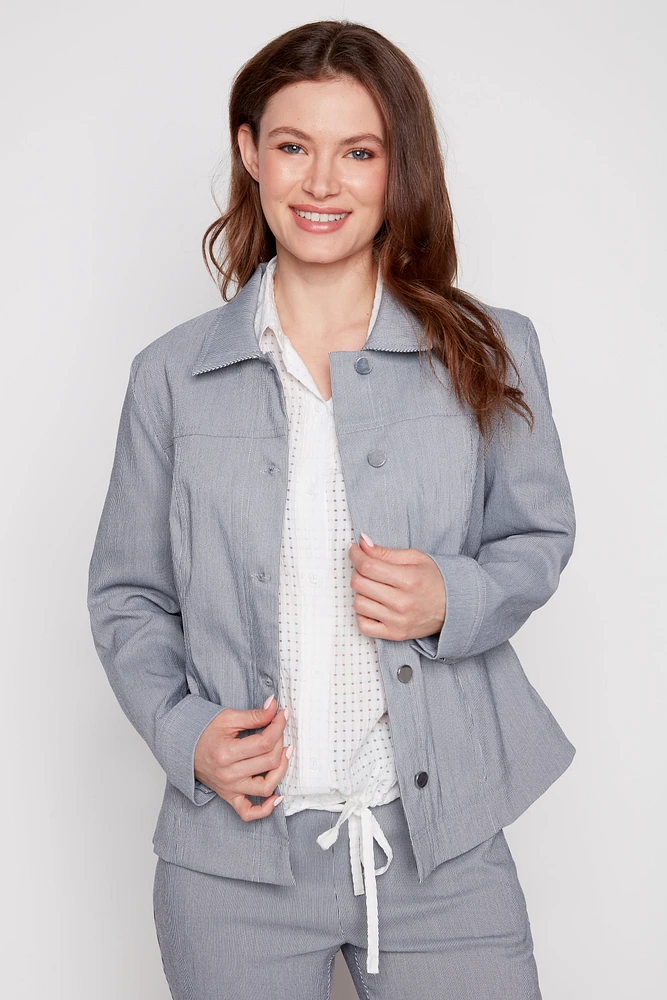 Stripe bengaline jean style jacket