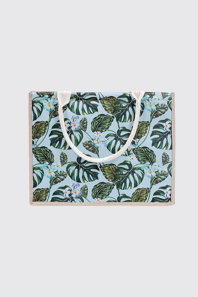 Leaf print summer tote
