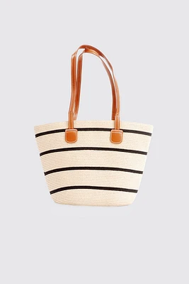 Le sac fourre-tout à mini rayures au crochet