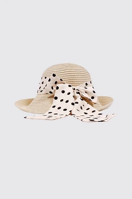 Le chapeau de paille avec ruban à pois