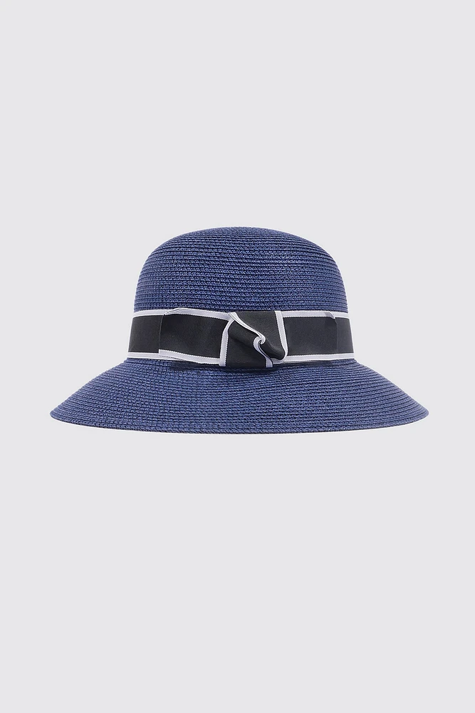 Chapeau de paille avec ruban bicolore