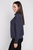 Quilted knit funnel neck top